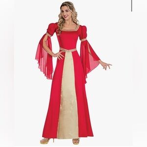 Renaissance Red and Gold Women's Costume Dress size Adult L/XL -New